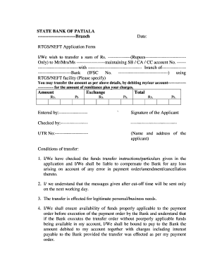 (PDF) SBI RTGS Form Download 2022: RTGS, NEFT Application Form photo 0